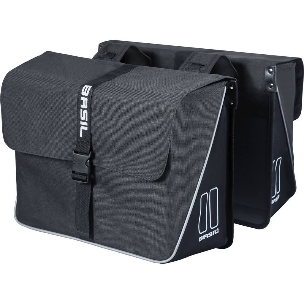 Basil fietstas dubbel Forte black black 35L